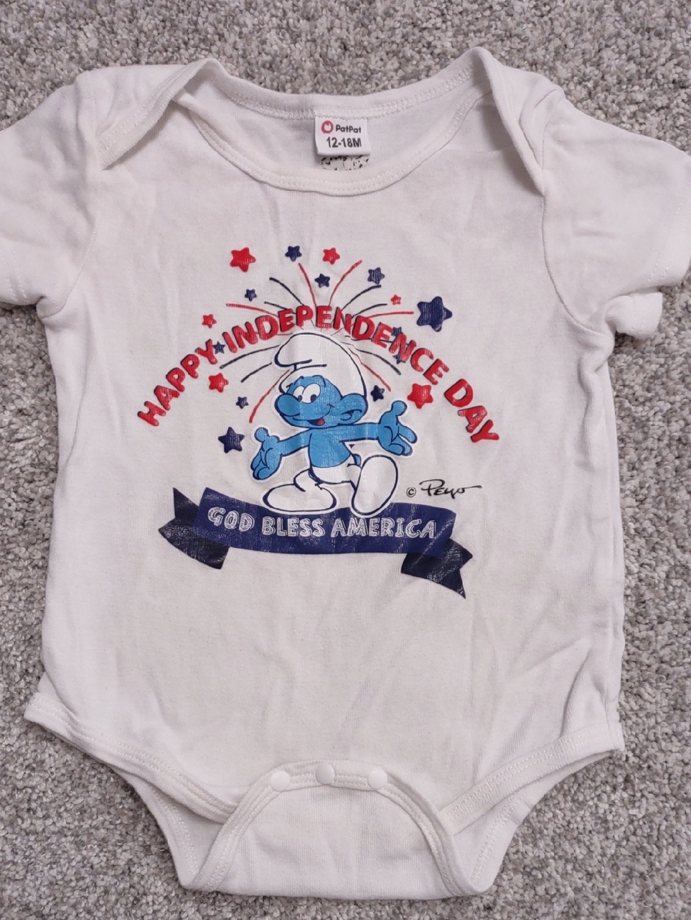 Fourth Of July Smurf Baby Onesie